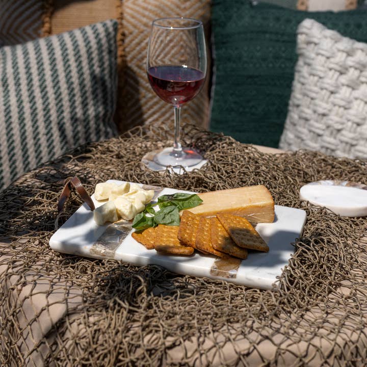 Kendal 10" Brown Agate White Marble Board for wholesale by Foreside Home & Garden