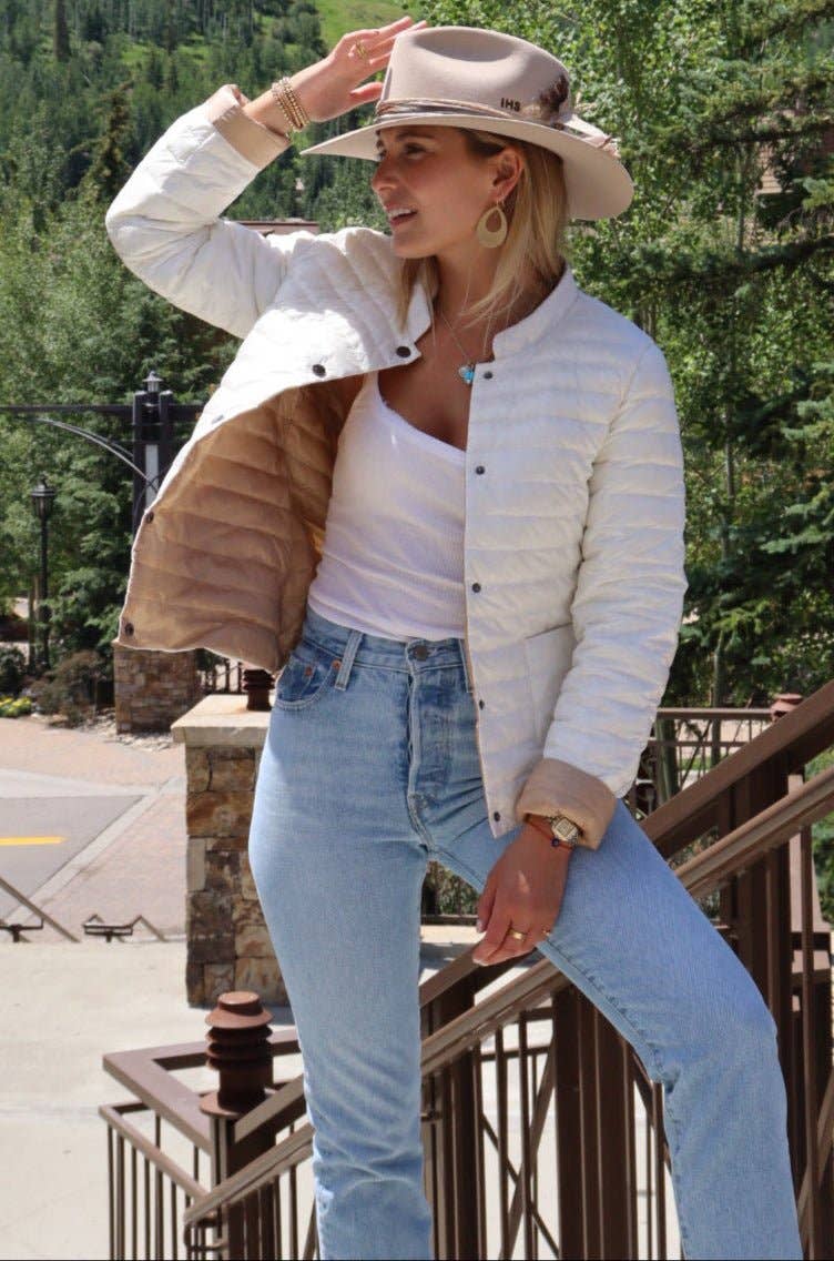 Cotes of London - Wholesale Puffer Jacket - Women's - The Leicester in Matte | 2 in 1 Reversible Down Jacket | Camel / Ivory3