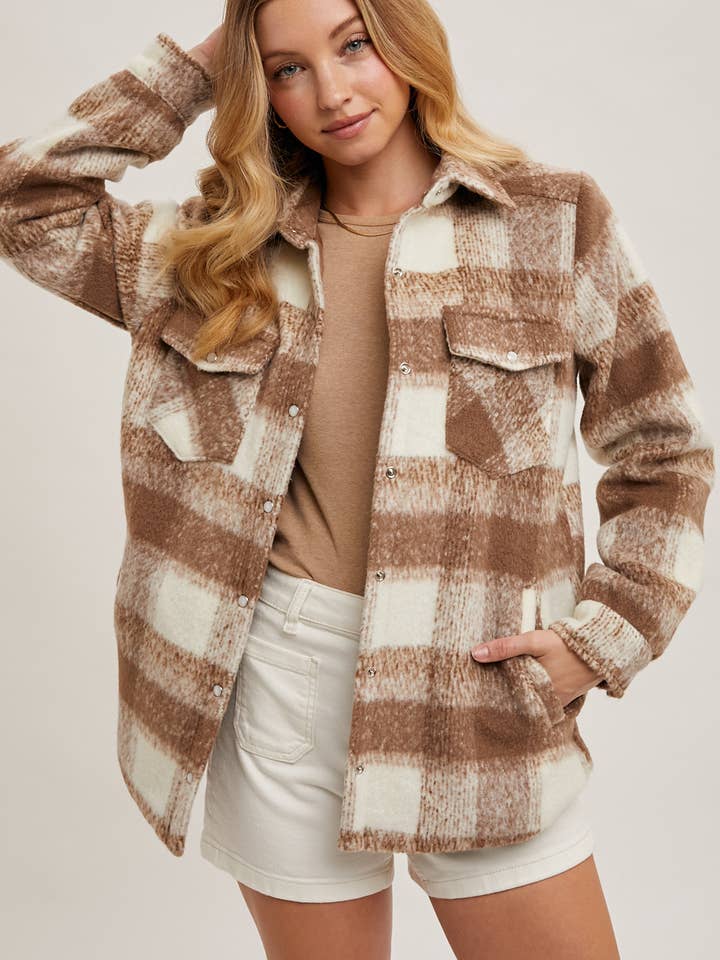 Bluivy - Wholesale Shirt Jacket/Shacket - Women’s - BUTTON DOWN PLAID SHACKET