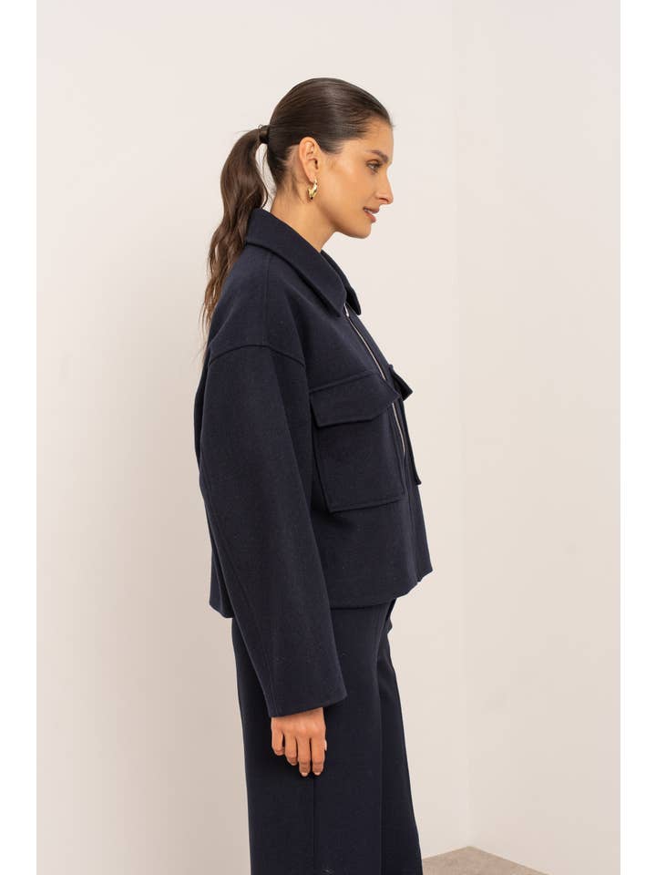 Attentif Paris - Wholesale Jacket - Women's - Structured short jacket in blended wool with patch pockets8