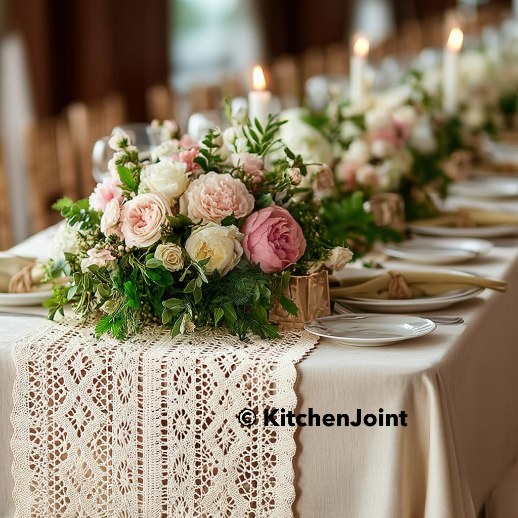 kitchenjoint – wholesale Table runner – Crochet Lace Table Runner – Handmade Boho Elegance | Neutral4