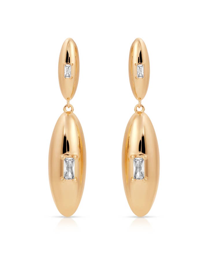 Oval Dome Double Drop Earrings for wholesale by Ettika