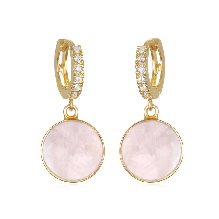 Coin Huggies - Rose Quartz for wholesale by Amelia Rose Jewelry