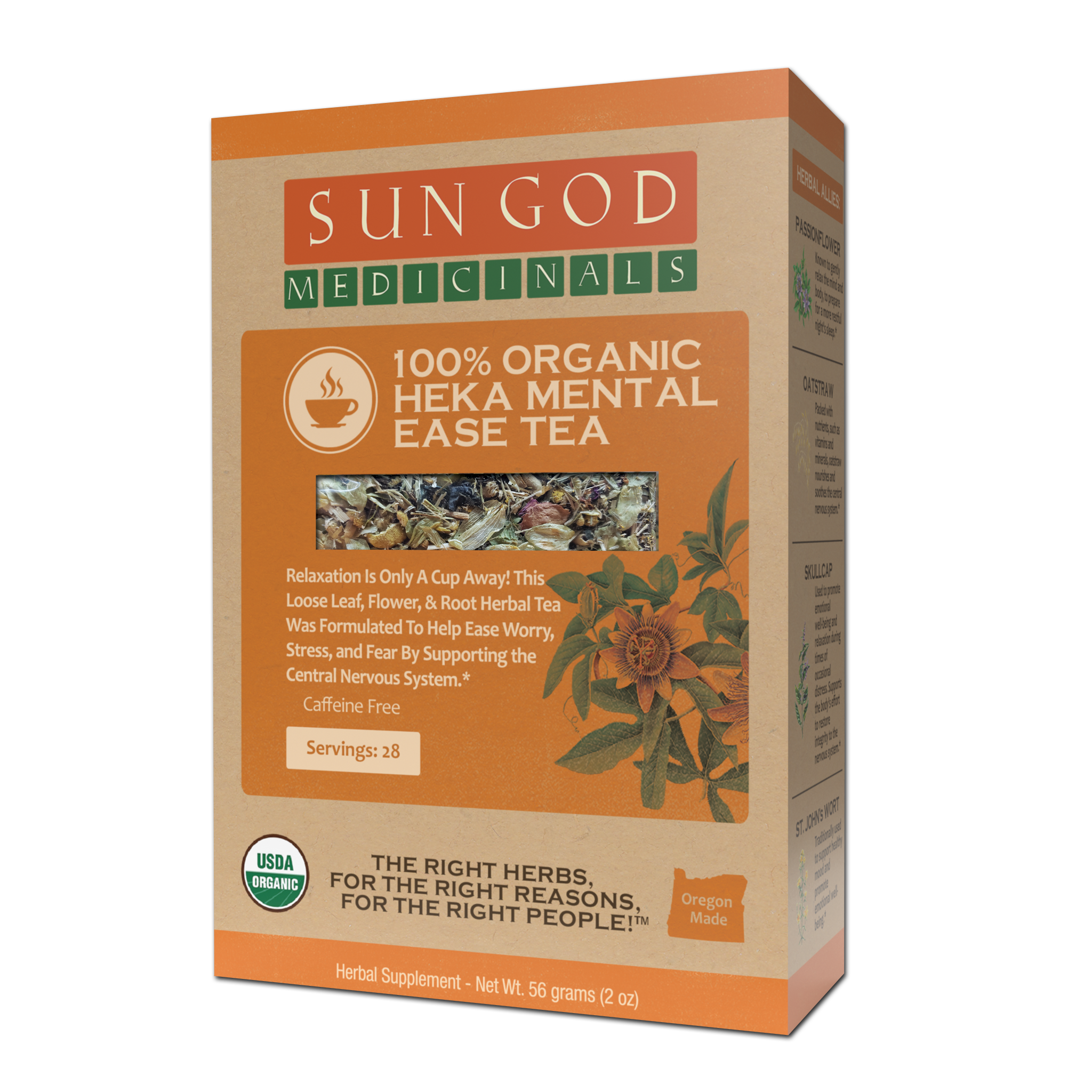 Sun God Medicinals - Wholesale Loose Tea - Organic Heka Mental Ease  2oz0