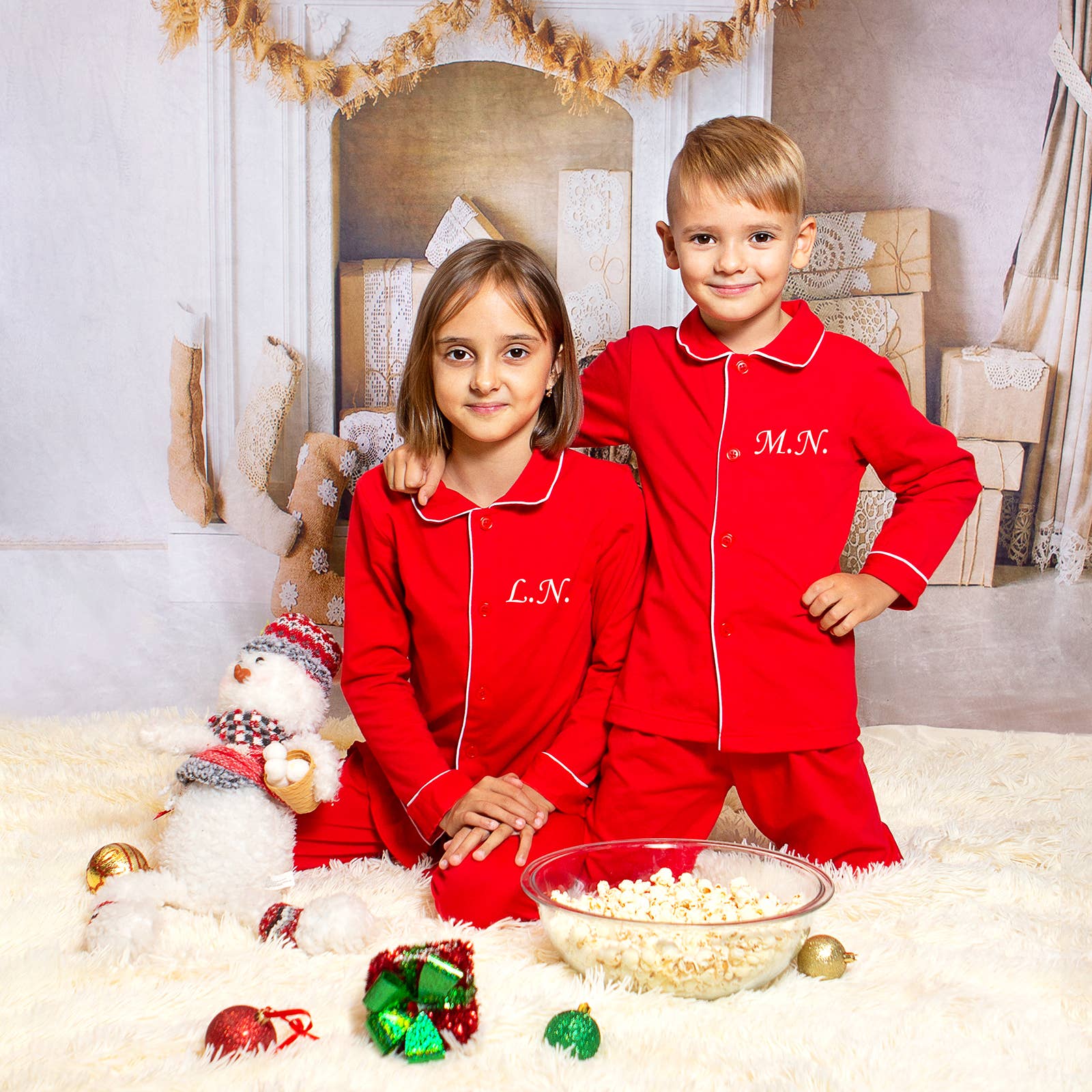Sisters G Kids – wholesale Sleepwear set – Unisex – Family Matching Red Cotton Christmas Pajamas8