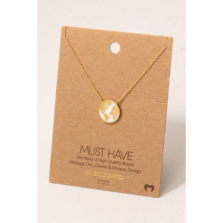 Fame Accessories - Wholesale Pendant/Charm Necklace - World Map Disc Pendant Necklace4