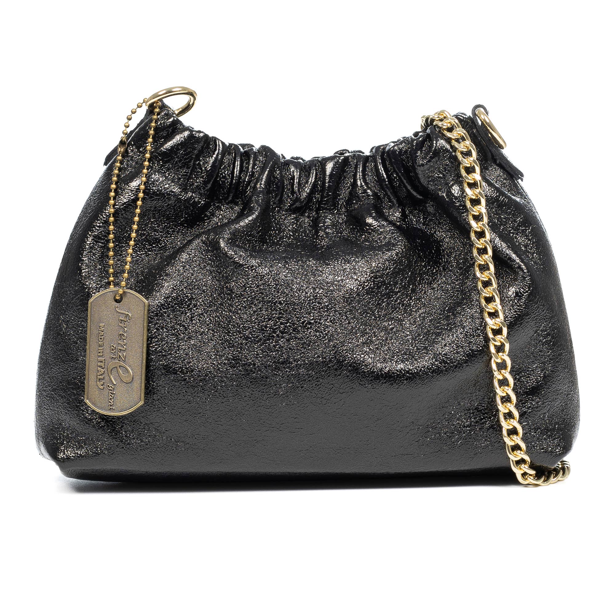 FIRENZE ARTEGIANI - Wholesale Shoulder Bag - Women's - Ascea genuine laminated leather crossbody bag with metal strap0