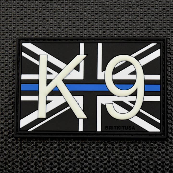 K9 UK Flagga 3D PVC Moral Märke - Tunn Blå Linje GITD för wholesale av BritKitUSA
