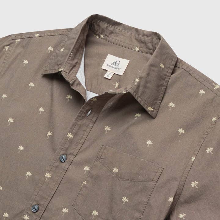 Joey s/s Palm printed Shirt - Olive for wholesale on Faire