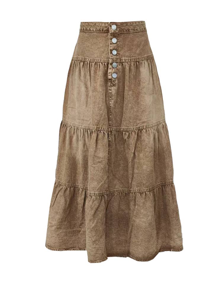 Bohemian A-Line Tiered Cake Denim Skirt and other Purchase Wholesale tiered skirt. Free Returns & Net 60 Terms on Faire trending on Faire.