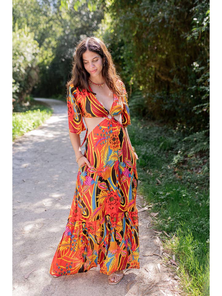 Piti Cuiti - Wholesale Dress - Women's - POSITANO RED CUT DRESS