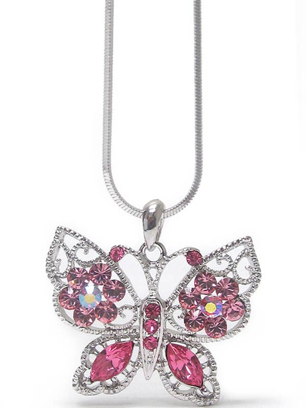 ( U370 ) KRISTALLEN VLUCHTERKETTING voor wholesale door Jewelry Max