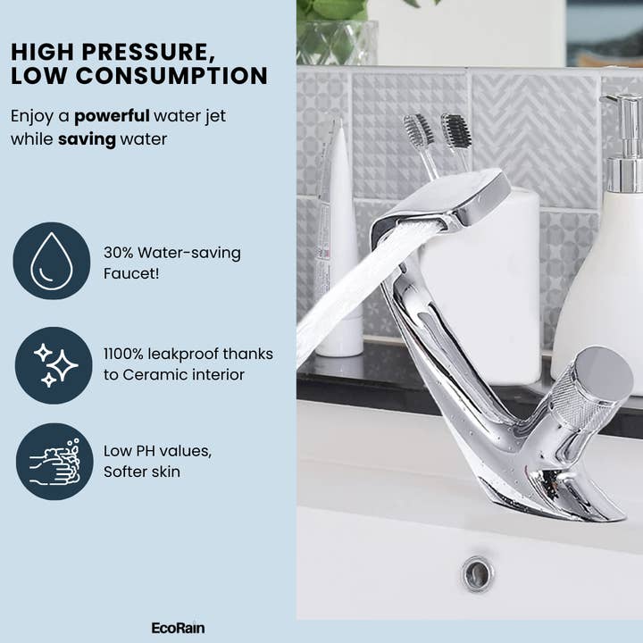 EcoRain - Wholesale Wall Hook - EcoRain Tom Waterfall Washbasin Faucet - Black