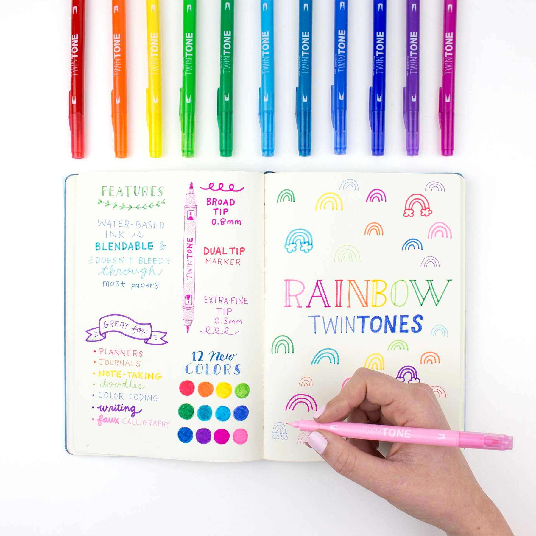 Tombow - Wholesale Marker - TwinTone Marker Set: Rainbow - 12-Pack6