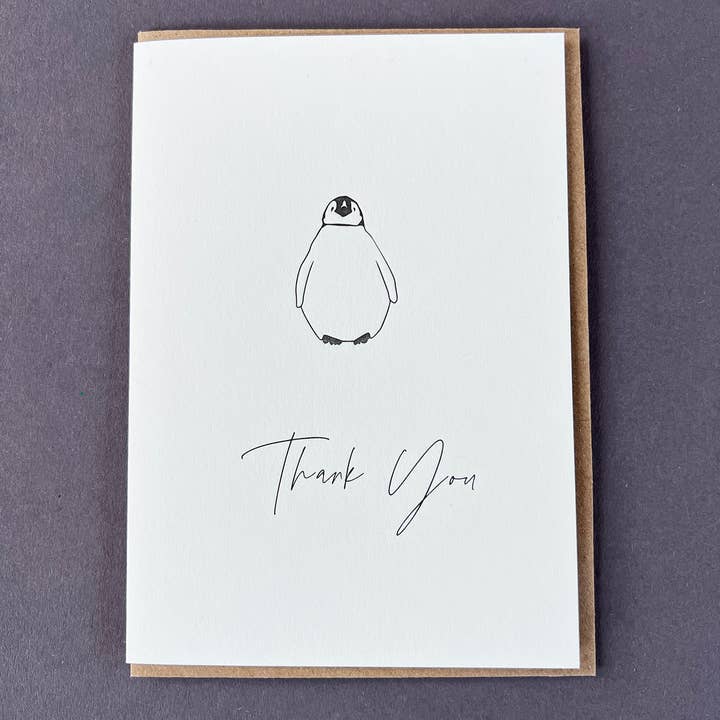 Penguin Ink - Vente Cartes de remerciements - Carte de remerciement Penguin Letterpress | Carte de remerciement
