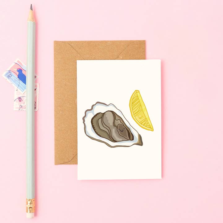 Mini Oyster Greeting Card | Quirky Seafood Card | Love Card for wholesale by You've Got Pen On Your Face