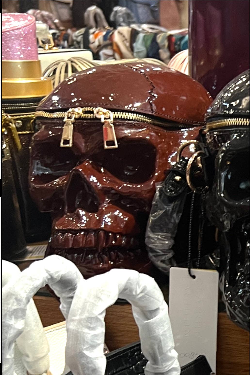 MB Fashion Wholesale - Wholesale Crossbody Bag - Women's - EVERY FASHION 3D Skull Crossbody Bag with Glossy Finish and Dual Zipper Closure2