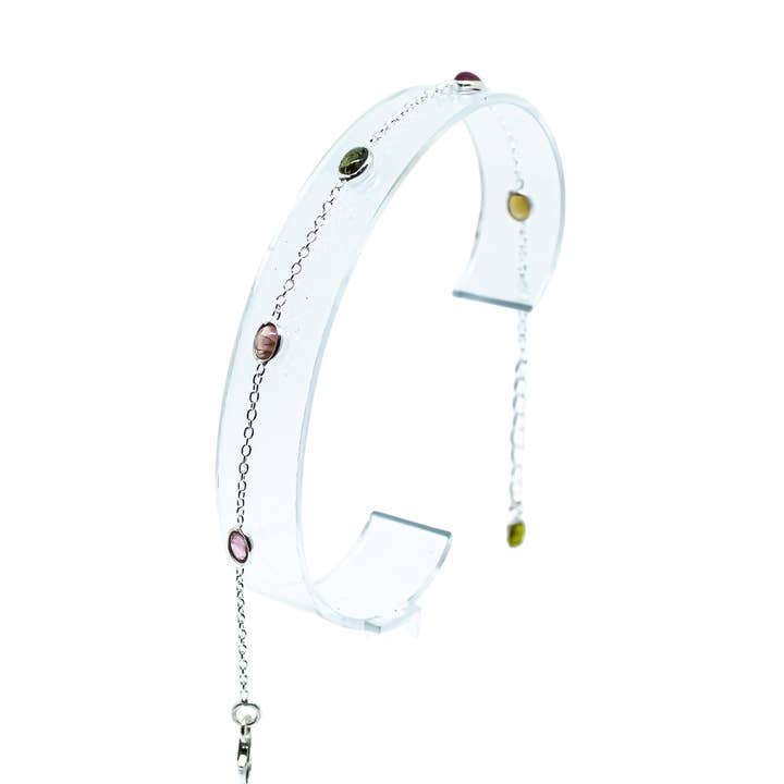 Tourmaline Sterling Silver Adjustable Bracelet Oval for wholesale by Quasar Gems USA