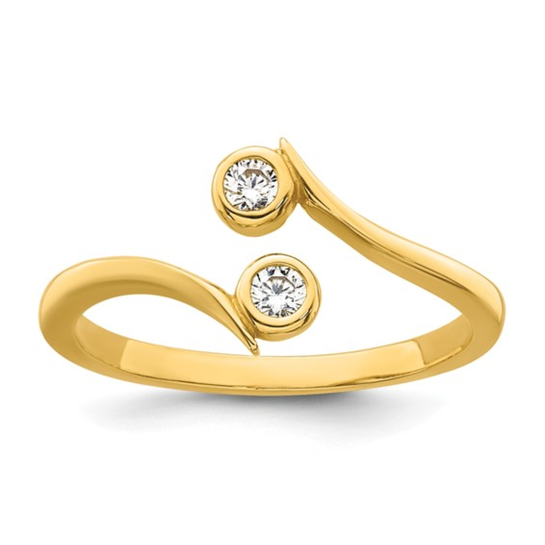 FCJ Jewelry LLC - Wholesale Toe Ring - 10K Yellow Gold Cubic Zirconia Adjustable Bypass Toe Ring0