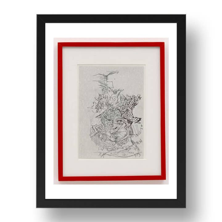 Martin Kippenberger: Utan titel (6), modernistiskt konstverk, A3-storlek reproduktionsaffisch i 17x13" svart ram för wholesale av PERIOD PRINTS