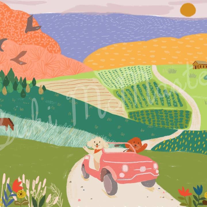 Suki McMaster - Wholesale Art print - Wall Art Print - Oodles On The Car Moving Forward by Suki McMaster1