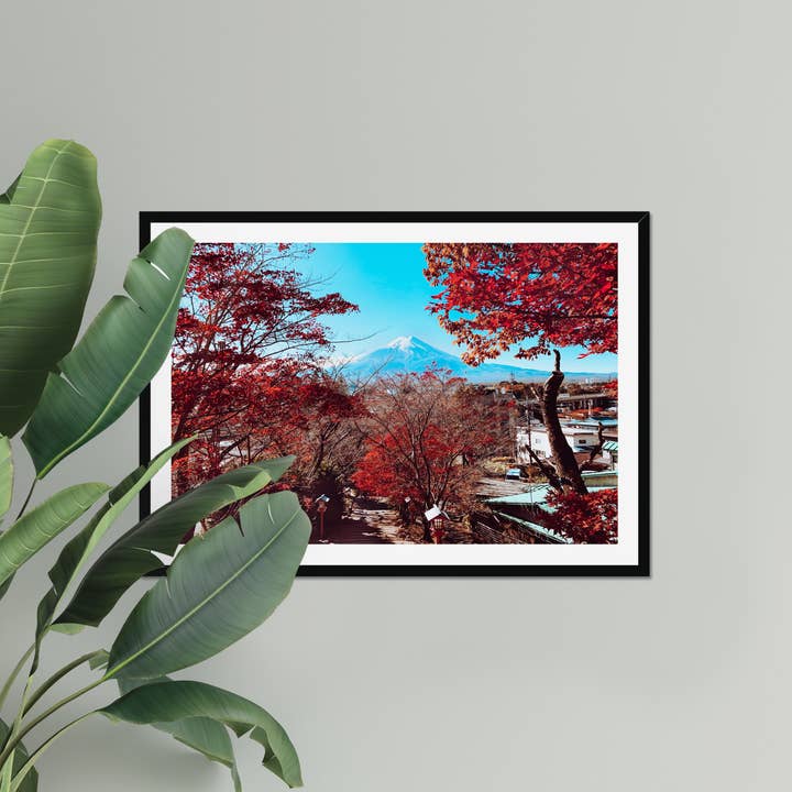 Mount Fuji Autumn Art Print in 100% Wood Frame for wholesale by The Travel Residence