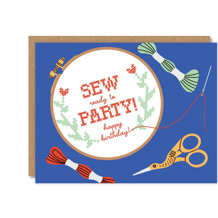 Sew Ready to Party Happy Birthday Card for wholesale by Tiny Buffalo Designs Co.