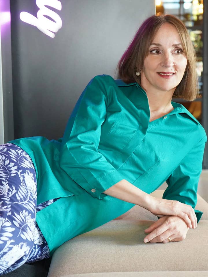 DAMESBLOUSE INDISCREET effen kleur voor wholesale door apfelgrün zum Anziehen