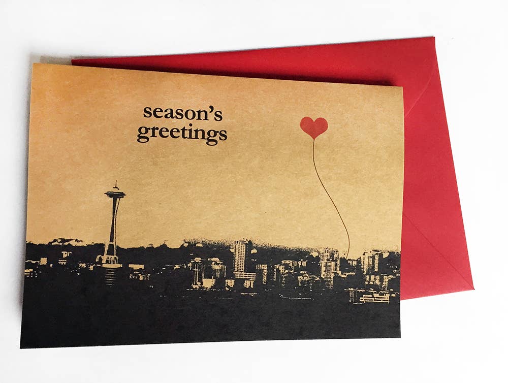 noteify - Wholesale Stationery/Notecard Set - Season’s Greetings Seattle Space Needle Set of 8 Note Cards0