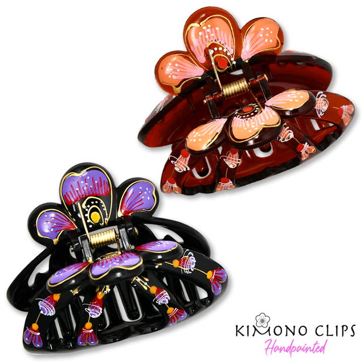 648p Obi Hand painted Claw Clip for wholesale by Kimono Clips