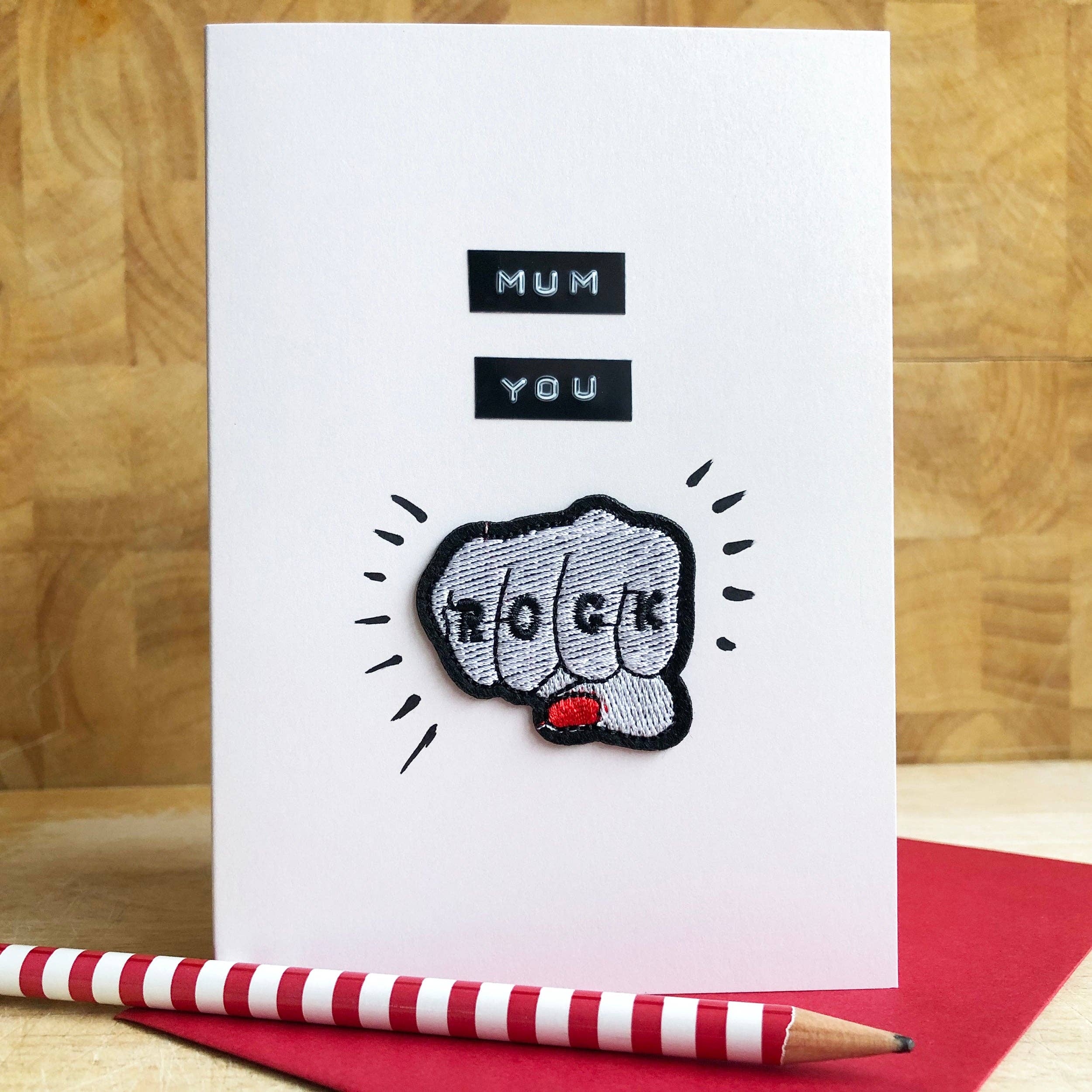 Samantha Morris - Wholesale Mother's Day Card - Mum/Dad/You Rock Iron on Patch Card0