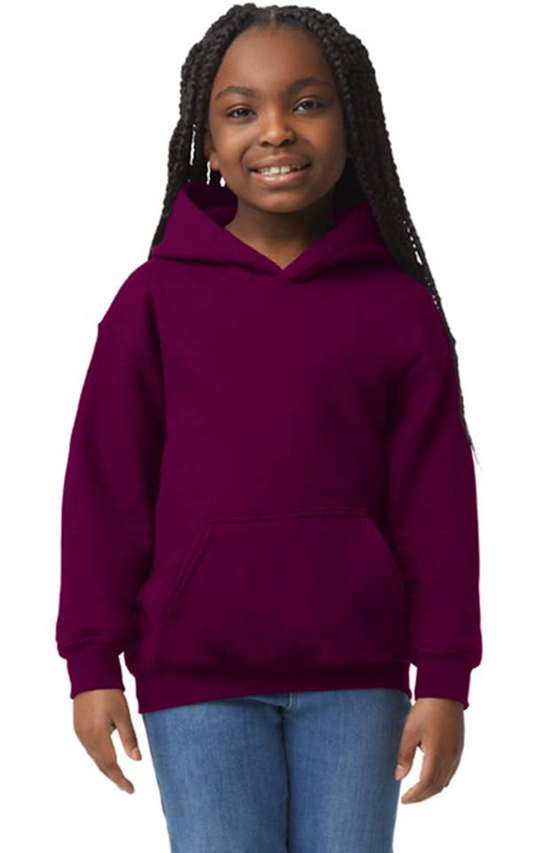Bordô Design Personalizado - Moletom com Capuz (Maroon) Youth, Gildan, Heavy Blend 50/50 Fleece para venda a revendedores na Faire0