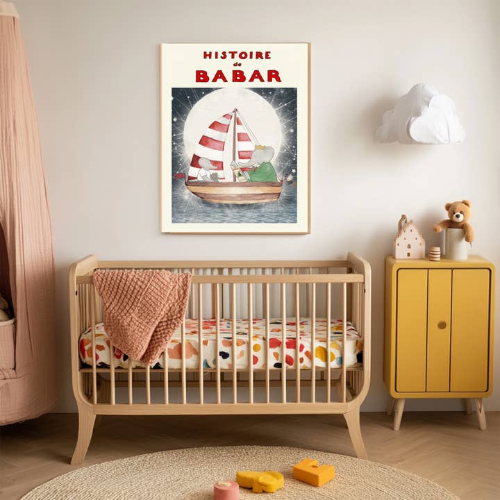 Copertina del Libro di Babar l'Elefante Stampa d'Arte per la Cameretta per la vendita all'ingrosso da parte di Kumo Art Prints