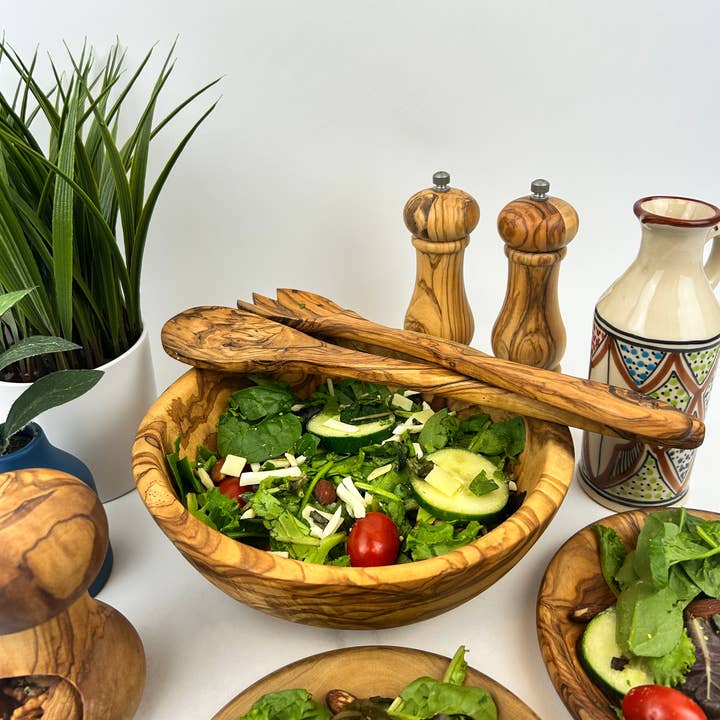 Natural OliveWood - Wholesale Serve Bowl - Olive Wood Family Salad Bowl7
