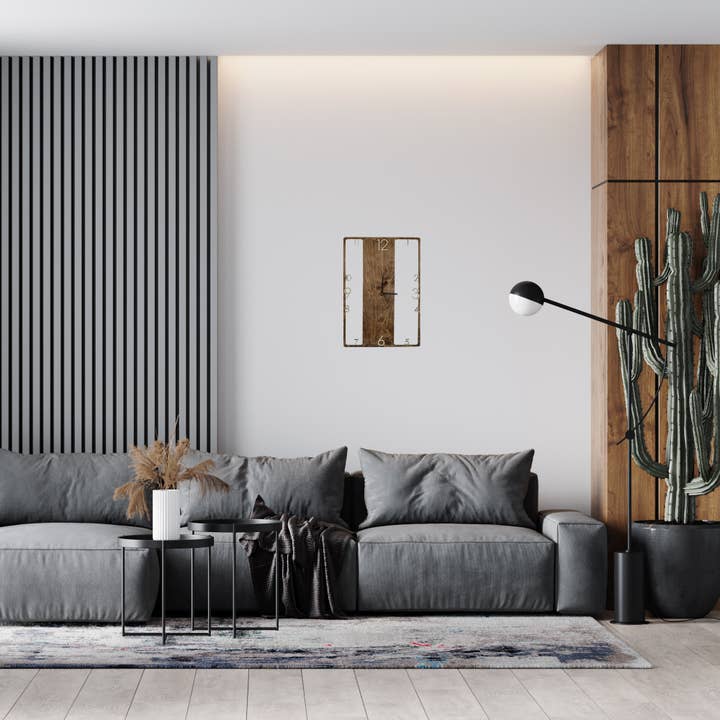 PromiDesign - Vendita all'ingrosso Orologi da parete - Grande orologio da parete rettangolare verticale in legno12