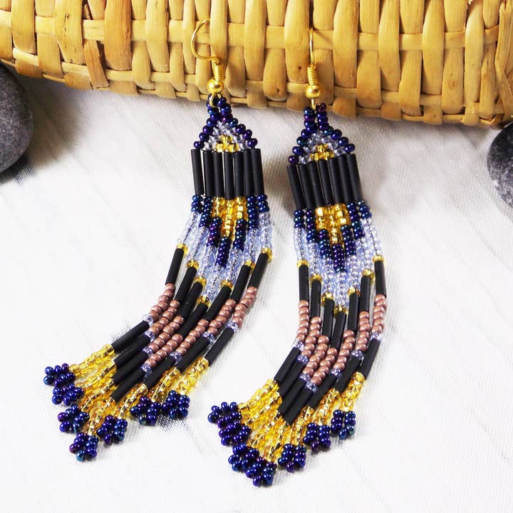 Skuldre Duster ekstra lange øreringe med frø perler Native stil dingle kvast smykker til kvinder gave uden grund for engroshandel hos Ninolia