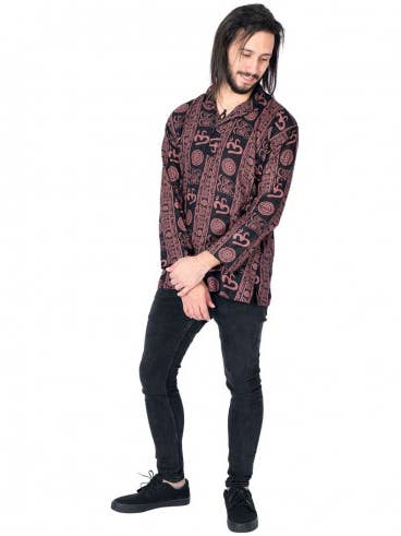 Burgundy Men's Ethnic Shirt for wholesale by Kimago Look