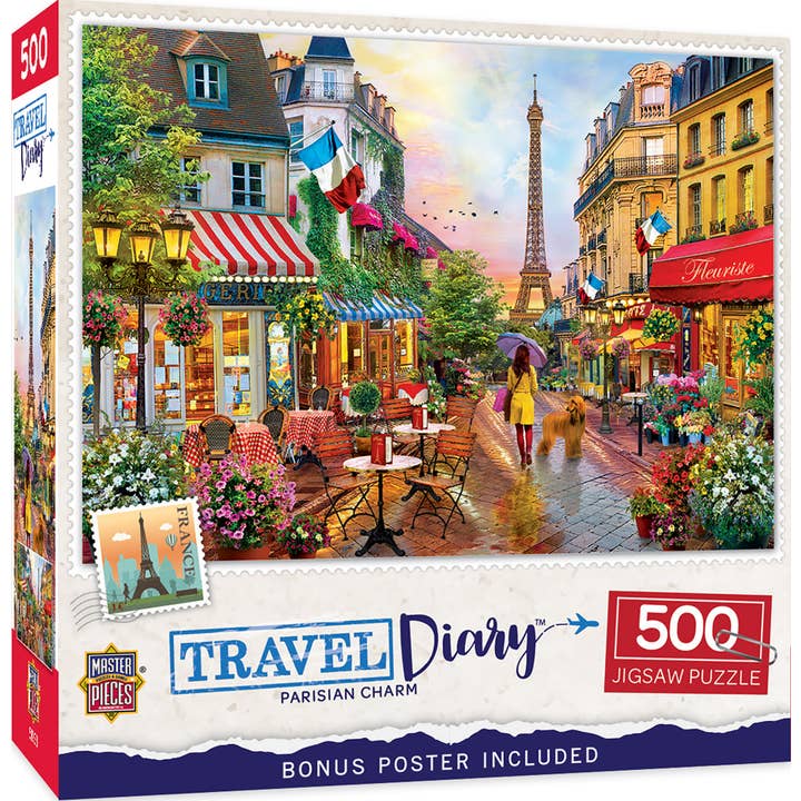 Travel Diary - Parisian Charm 500 Piece Puzzle for wholesale by Masterpieces Puzzles