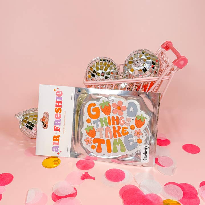 BlushedDesigns Co. - Wholesale Car Freshener - Women's - Good Things Take Time Air Freshener (Blueberry Scent)0