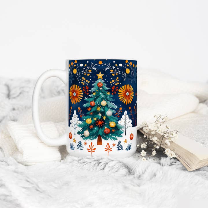 Loftipop - Wholesale Coffee Mug - Floral Christmas Tree Ceramic Mug, Winter Holiday Gifts5