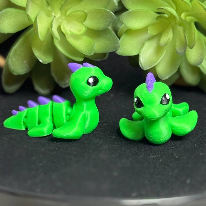 Lochness Monster with Spikes • Mini 3D Printed Articulated Animal • Flexi Animals for wholesale by Lorianne Kol