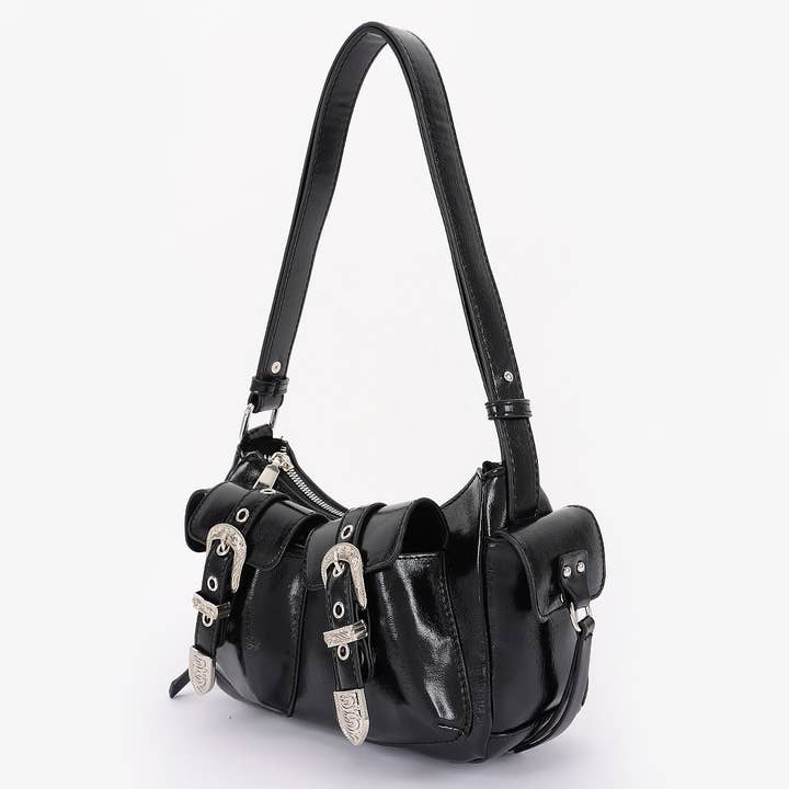 3AM BY H&D ACCESSORIES - Wholesale Shoulder Bag - Women's - Faux Leather Metal Buckle Shoulder Bag1