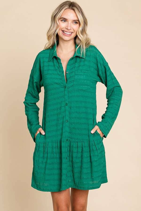 Culture Code - Wholesale Dress - Women's - CJD1880L - LSLV BUTTON DOWN TIERED TUNIC SHIRT5