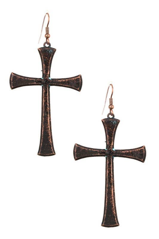 Copper Patina BURNISHED DROP DANGLE EARRING for wholesale on Faire0