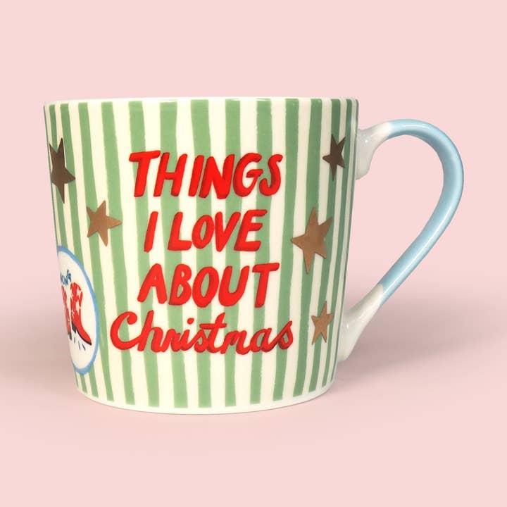 Things I Love About Christmas Mug for wholesale by Eleanor Bowmer