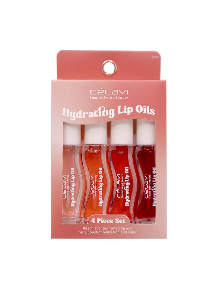 Celavi LP009 Peach 4pc Hydrating Lip Oils Set - 12 for wholesale by PINEAPPLE Beauty