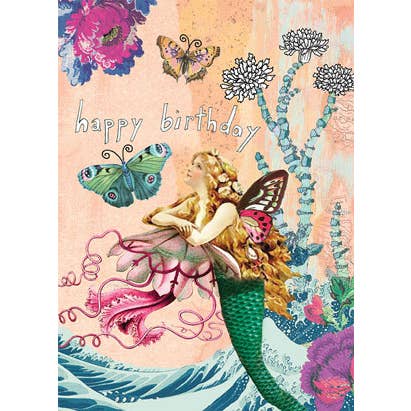 Cartão de saudação de sereia borboleta por atacado de Potluck Press