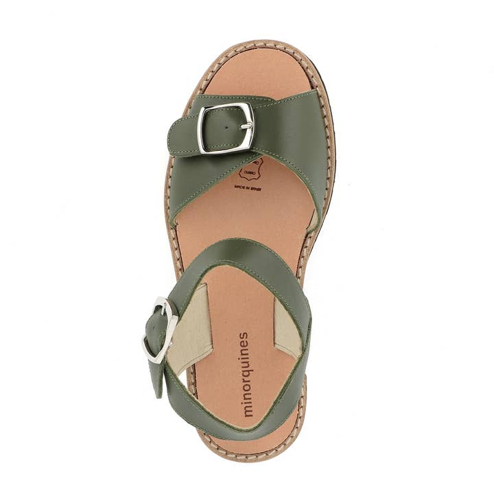 Avarca Boucle Cuir Army - Sandale été pour la vente par Minorquines