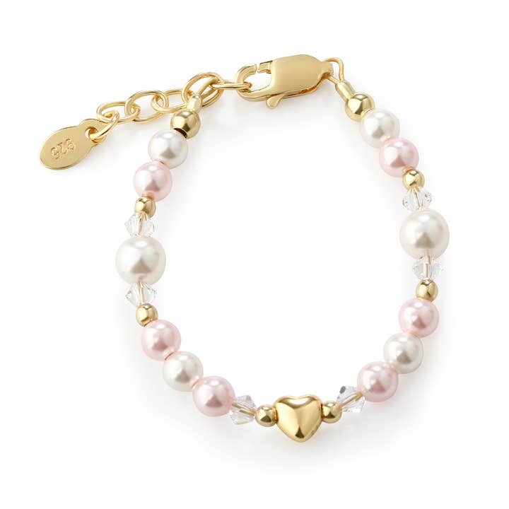 14-karaats vergulde roze parelarmband voor baby's en kinderen voor meisjes voor wholesale door Cherished Moments