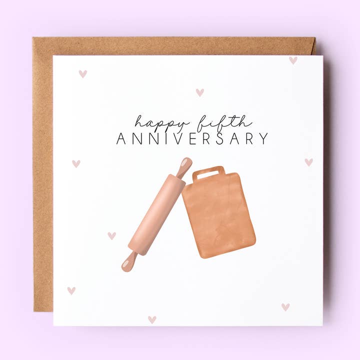 Gelukkige 5e verjaardag, houten jubileum wenskaart voor wholesale door Lynseylovez